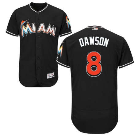 Men's Majestic Miami Marlins #8 Andre Dawson Black Alternate Flex Base Authentic Collection MLB Jersey