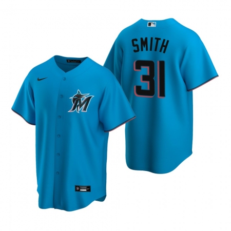 Men's Nike Miami Marlins #31 Caleb Smith Blue Alternate Stitched Baseball Jersey