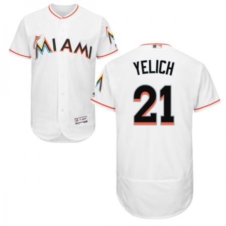 Men's Majestic Miami Marlins #21 Christian Yelich White Home Flex Base Authentic Collection MLB Jersey