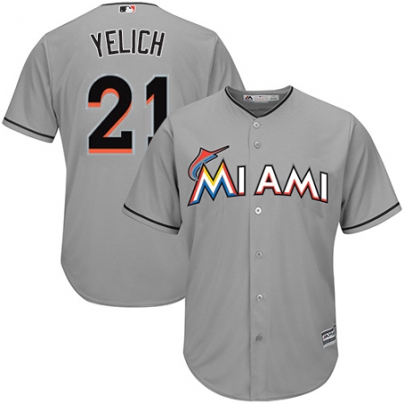 Youth Majestic Miami Marlins #21 Christian Yelich Authentic Grey Road Cool Base MLB Jersey