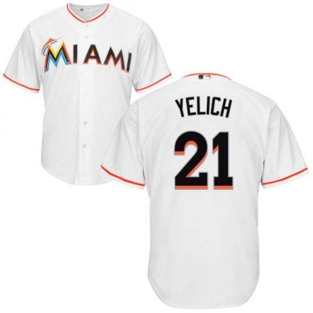 Youth Majestic Miami Marlins #21 Christian Yelich Replica White Home Cool Base MLB Jersey