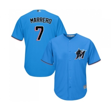 Men's Miami Marlins #7 Deven Marrero Replica Blue Alternate 1 Cool Base Baseball Jersey