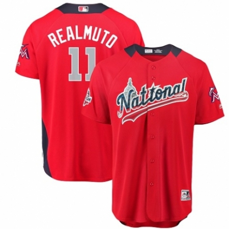 Youth Majestic Miami Marlins #11 J. T. Realmuto Game Red National League 2018 MLB All-Star MLB Jersey