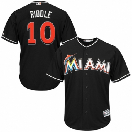 Youth Majestic Miami Marlins #10 JT Riddle Replica Black Alternate 2 Cool Base MLB Jersey