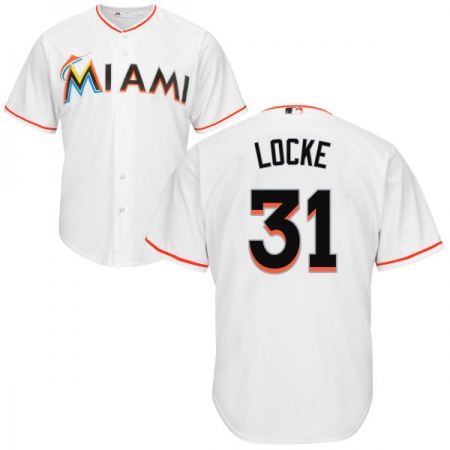 Youth Majestic Miami Marlins #31 Jeff Locke Authentic White Home Cool Base MLB Jersey