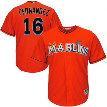 Men's Majestic Miami Marlins #16 Jose Fernandez Replica Orange Alternate 1 Cool Base MLB Jersey