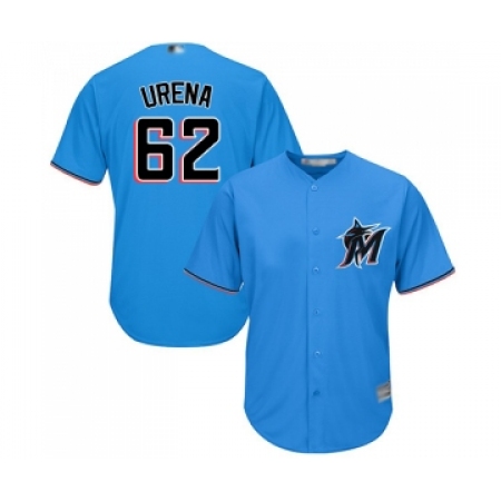 Men's Miami Marlins #62 Jose Urena Replica Blue Alternate 1 Cool Base Baseball Jersey