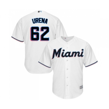 Men's Miami Marlins #62 Jose Urena Replica White Home Cool Base Baseball Jersey