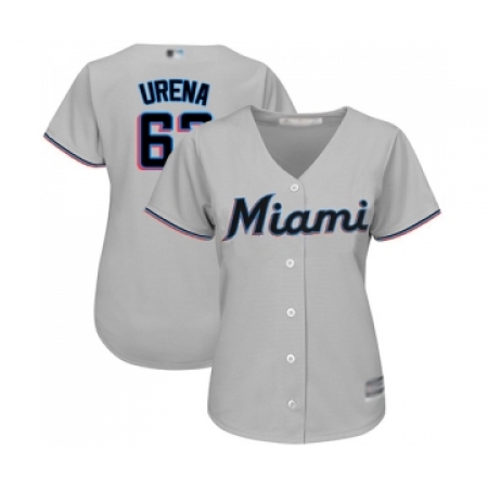 Women's Miami Marlins #62 Jose Urena Replica Grey Road Cool Base Baseball Jersey