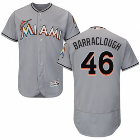 Men's Majestic Miami Marlins #46 Kyle Barraclough Grey Road Flex Base Authentic Collection MLB Jersey