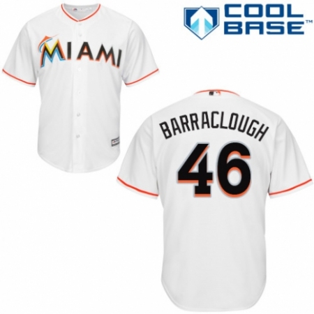 Men's Majestic Miami Marlins #46 Kyle Barraclough Replica White Home Cool Base MLB Jersey