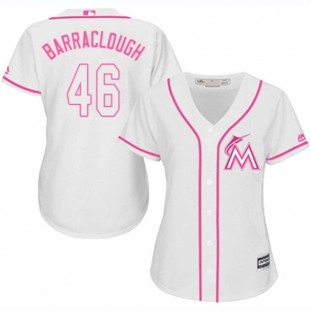 Women's Majestic Miami Marlins #46 Kyle Barraclough Authentic White Fashion Cool Base MLB Jersey