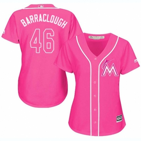 Women's Majestic Miami Marlins #46 Kyle Barraclough Replica Pink Fashion Cool Base MLB Jersey