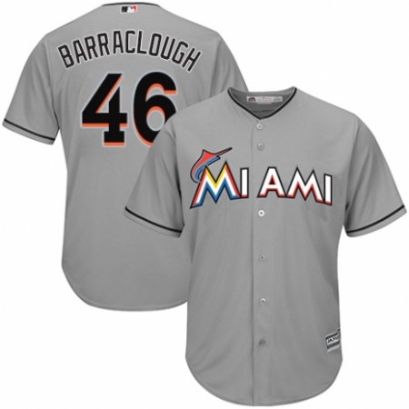 Youth Majestic Miami Marlins #46 Kyle Barraclough Authentic Grey Road Cool Base MLB Jersey