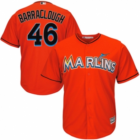 Youth Majestic Miami Marlins #46 Kyle Barraclough Authentic Orange Alternate 1 Cool Base MLB Jersey