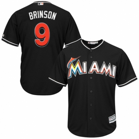 Youth Majestic Miami Marlins #9 Lewis Brinson Authentic Black Alternate 2 Cool Base MLB Jersey