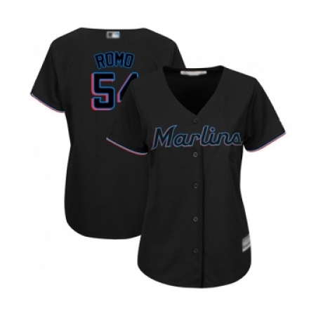 Women's Miami Marlins #54 Sergio Romo Replica Black Alternate 2 Cool Base Baseball Jersey