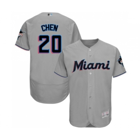 Men's Miami Marlins #20 Wei-Yin Chen Grey Road Flex Base Authentic Collection Baseball Jersey